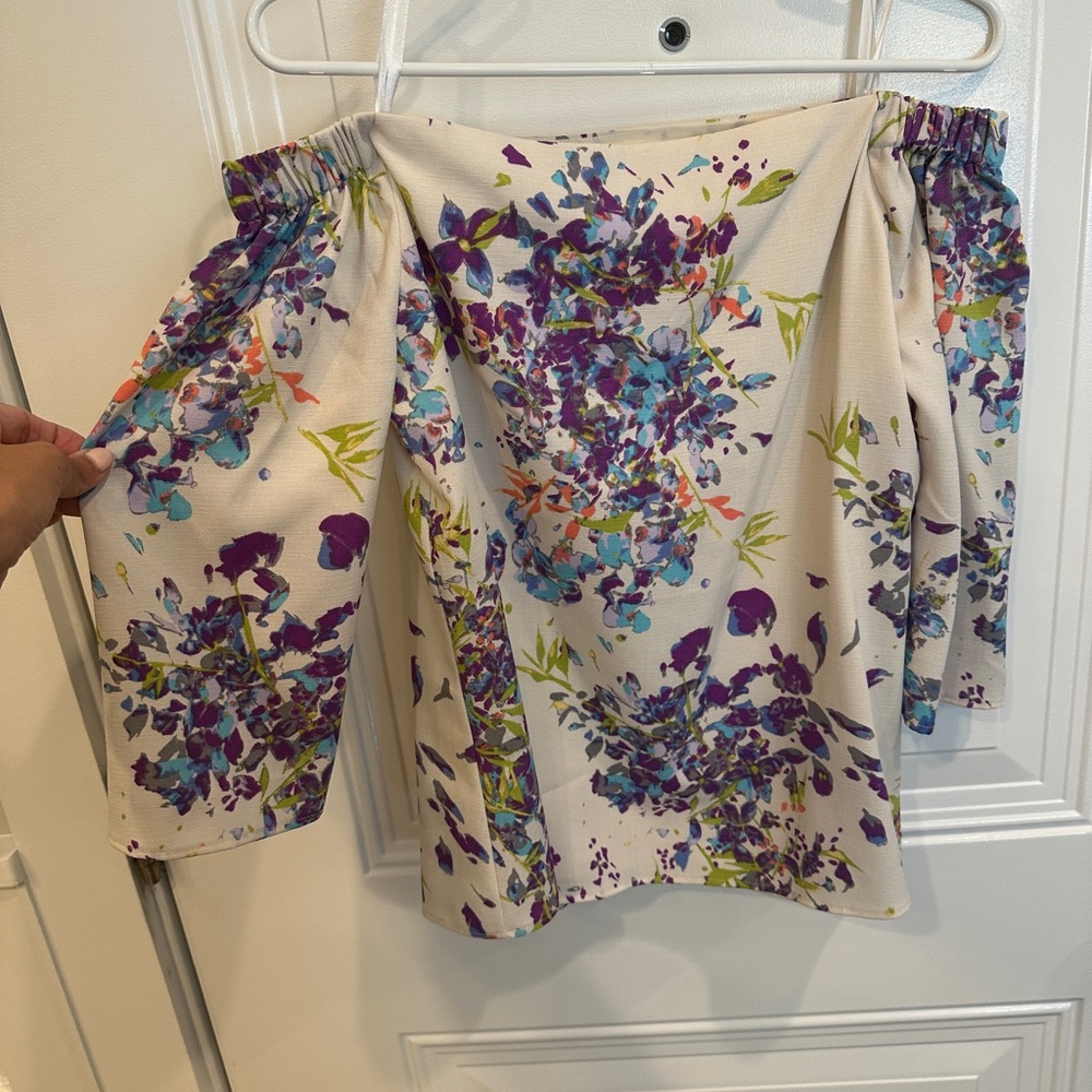 Charming Charlie Multicolor Floral Off-Shoulder Blouse